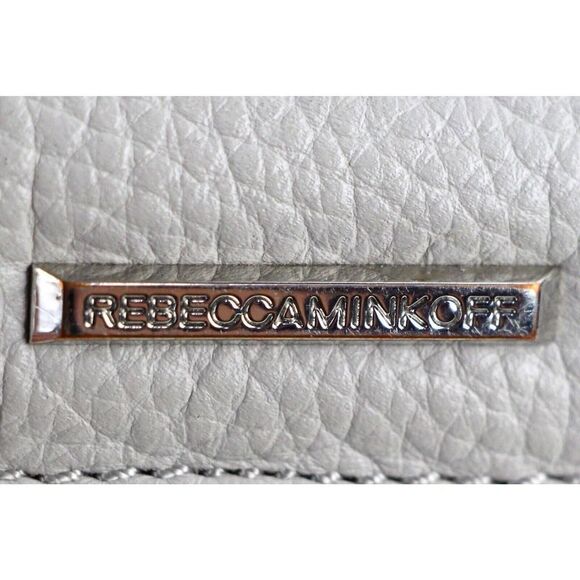 Rebecca Minkoff LIGHT GRAY GENUINE LEATHER SATCHEL SHOULDER BAG X-BODY HANDBAG - Picture 5 of 16